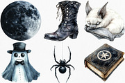 Watercolor Black White Halloween, an Illustration by Canvas Craft (Thumbnail 2 of 7)