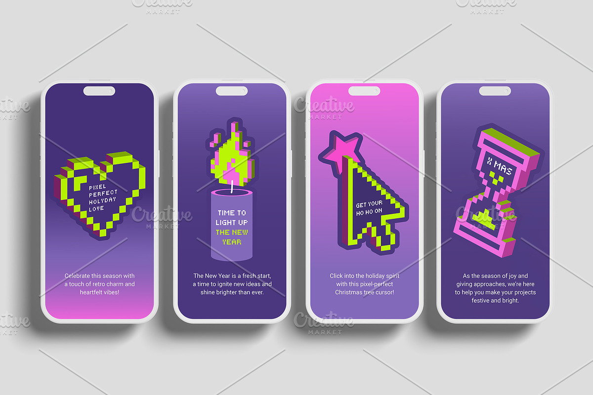 Pixel Christmas Stickers, a Seasonal Illustration by Playground (Photo 2 of 6)