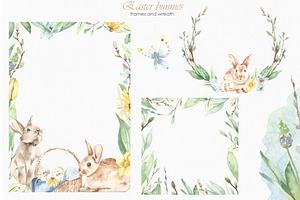 Easter Bunnies Watercolor