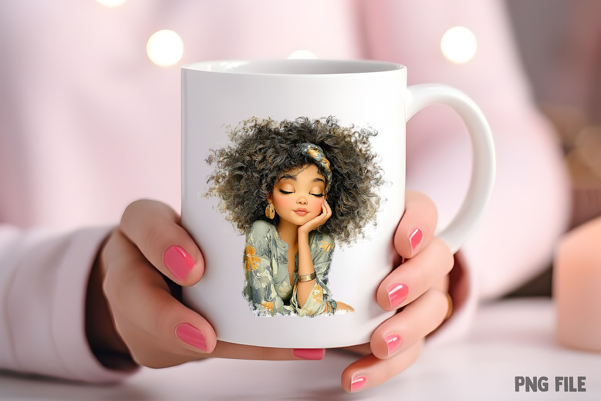 Whimsical Black Afro Girl Clipart, an Illustration by Craft Nest (Photo 8 of 11)