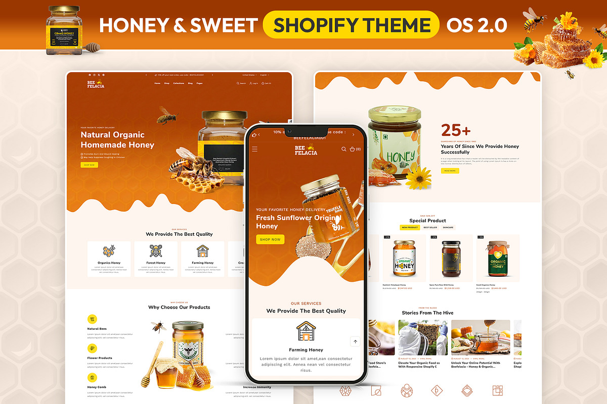 Honey Shopify Theme, a Shopify Template by LogicGo Shopify Experts (Photo 1 of 5)