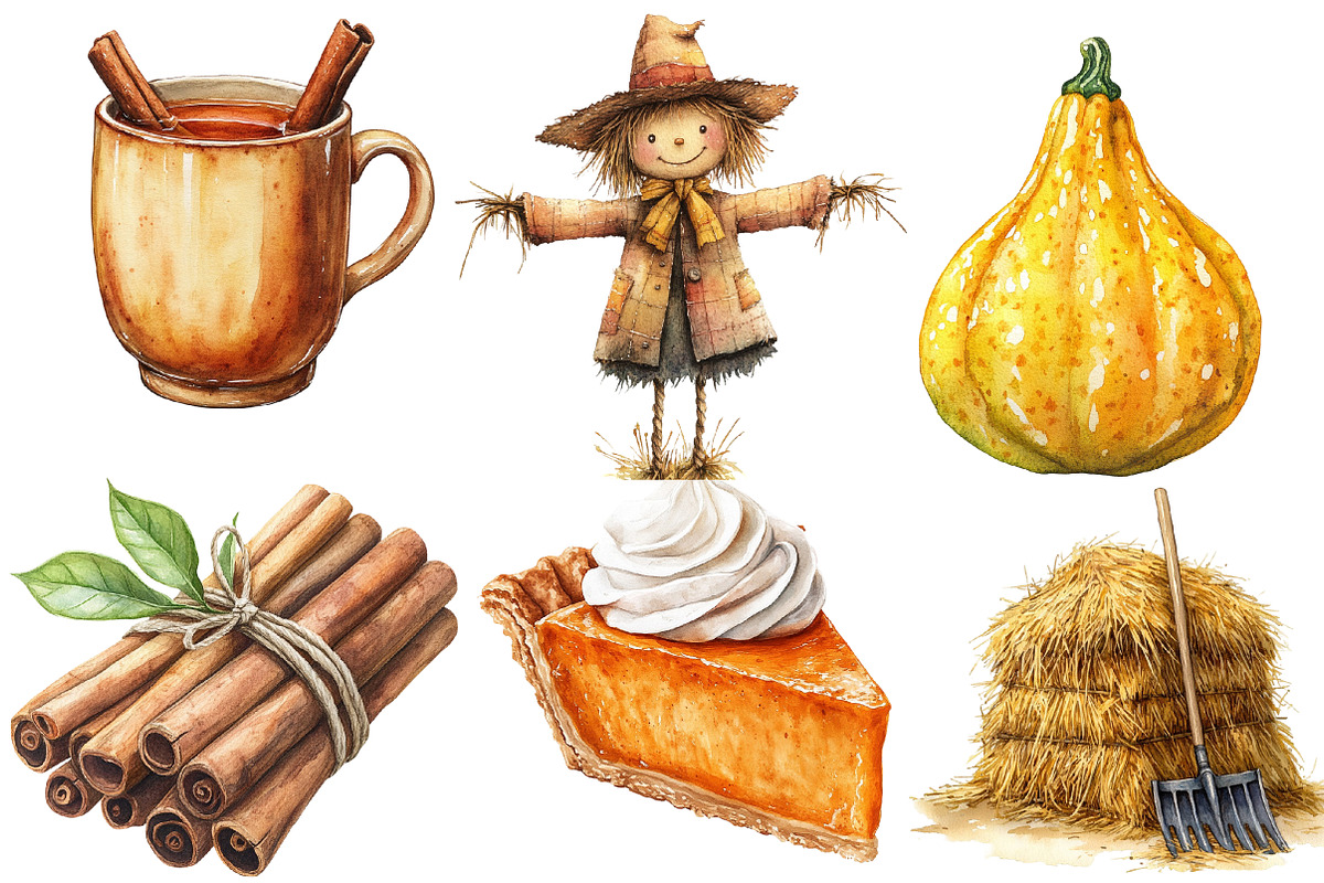 Watercolor Autumn  Harvest, an Illustration by Designworld (Photo 4 of 6)