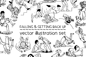 Falling and getting back up - vector
