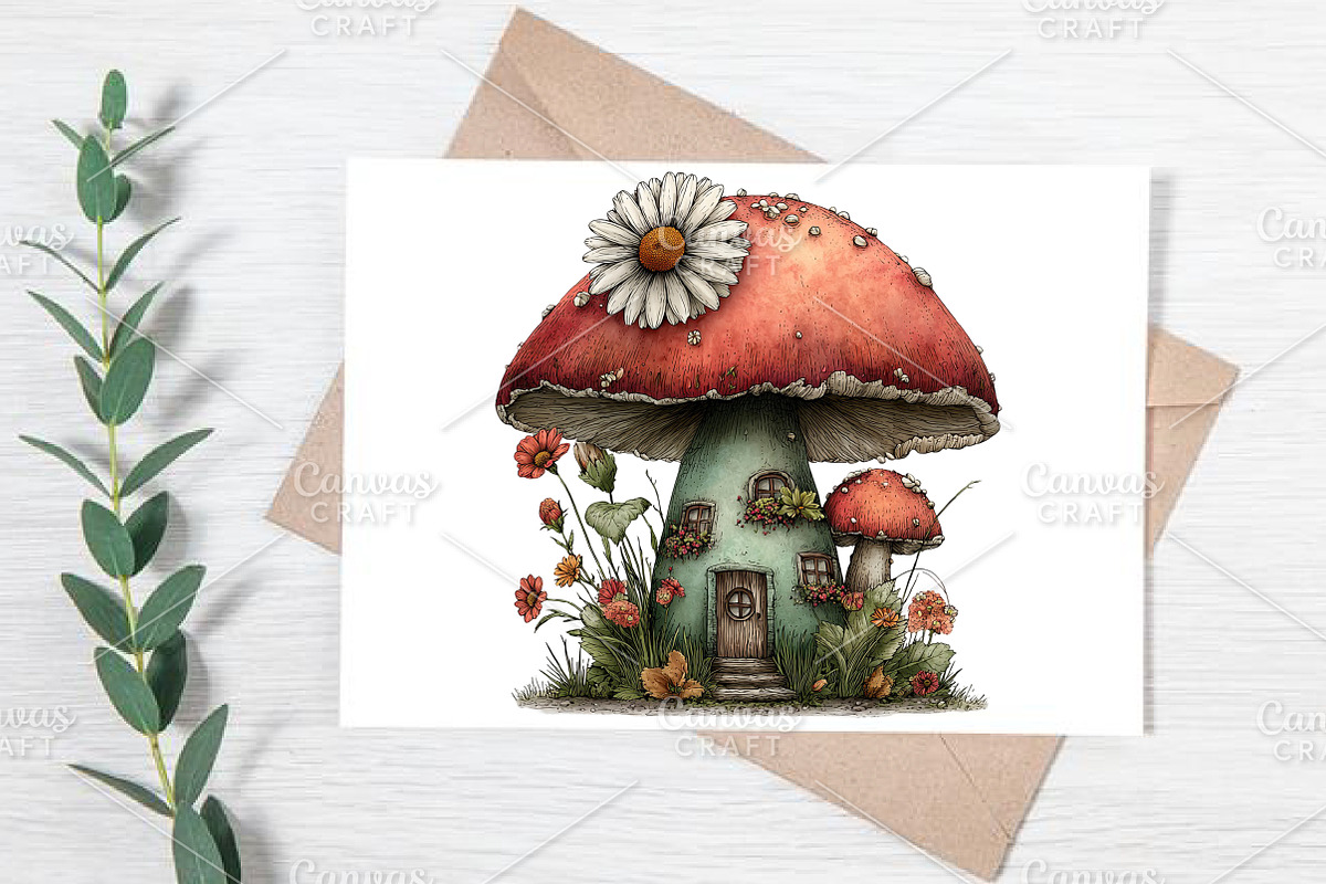 Whimsical Spring Mushroom Clipart, an Illustration by Canvas Craft (Photo 7 of 7)