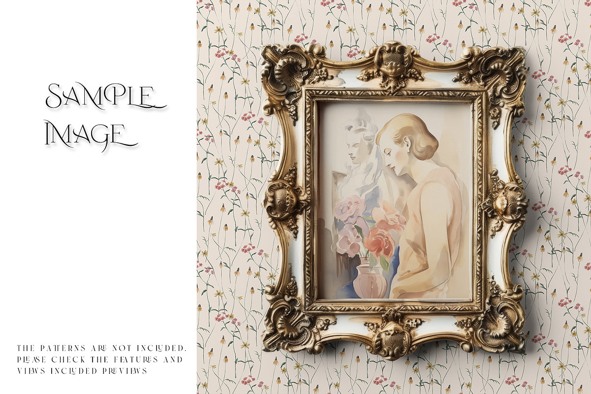 Vintage Frame & Wallpaper Mockup, a Household Mockup by mock-ups (Photo 12 of 14)