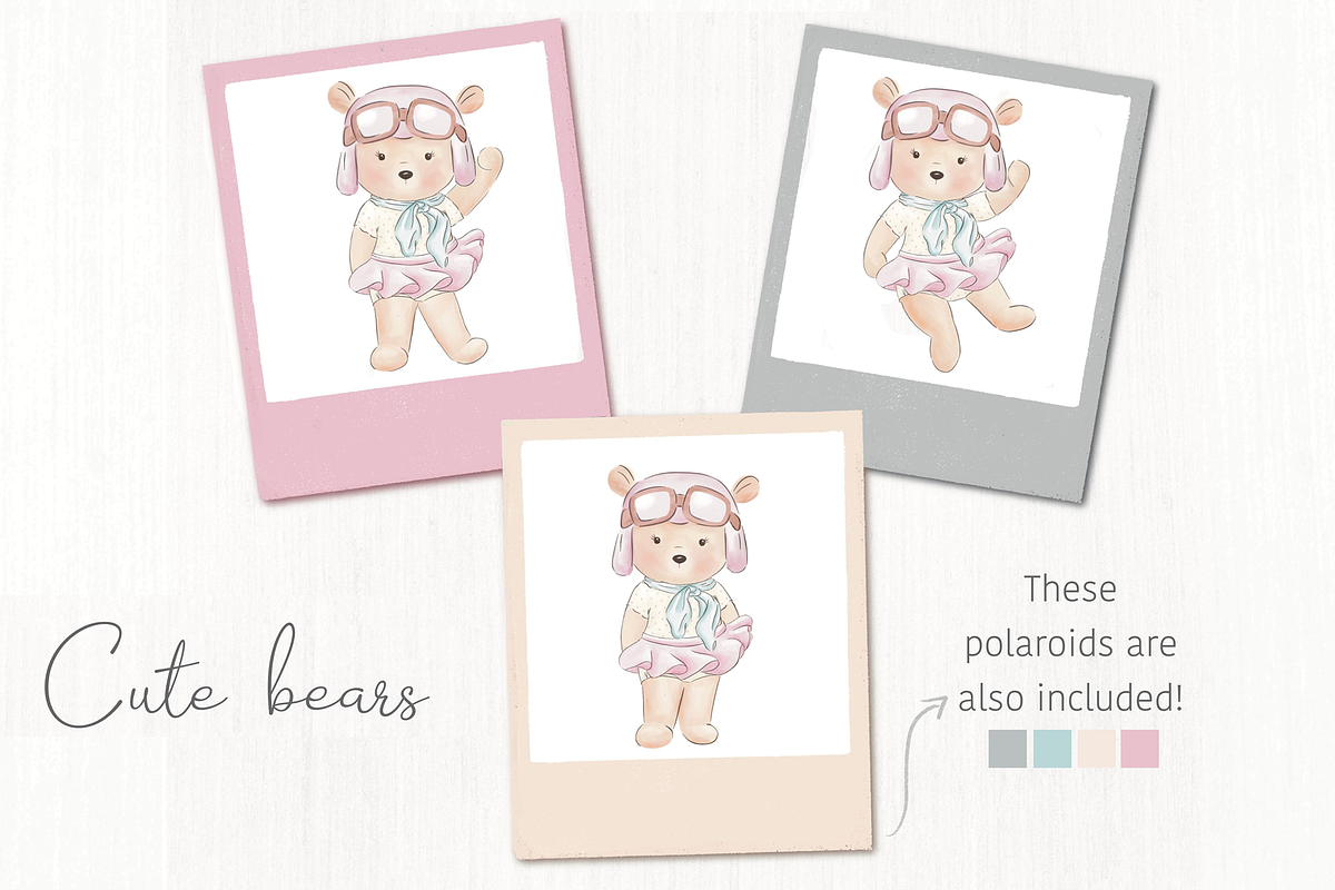 Time flies Pink - Aviator bear, an Illustration by Lolytop Studio (Photo 6 of 7)