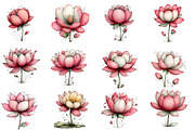 whimsical spring lotus flower clipar, an Illustration by Designworld (Thumbnail 2 of 4)