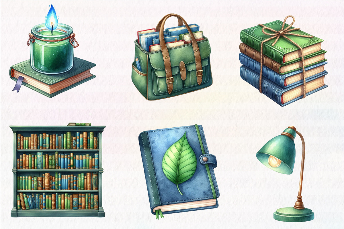 Book Lover Watercolor Clipart Collec, an Illustration by CreationArt (Photo 2 of 7)