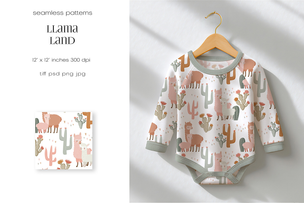Llama Land Kids Pattern Collection, a Pattern Graphic by PROTEA Watercolor Studio (Photo 2 of 6)