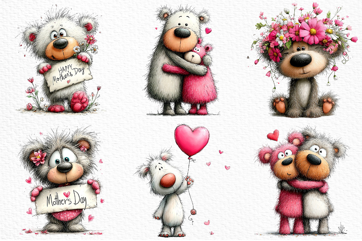 Mother's Day Teddy Bear Clipart, an Illustration by Craft Nest (Photo 3 of 12)
