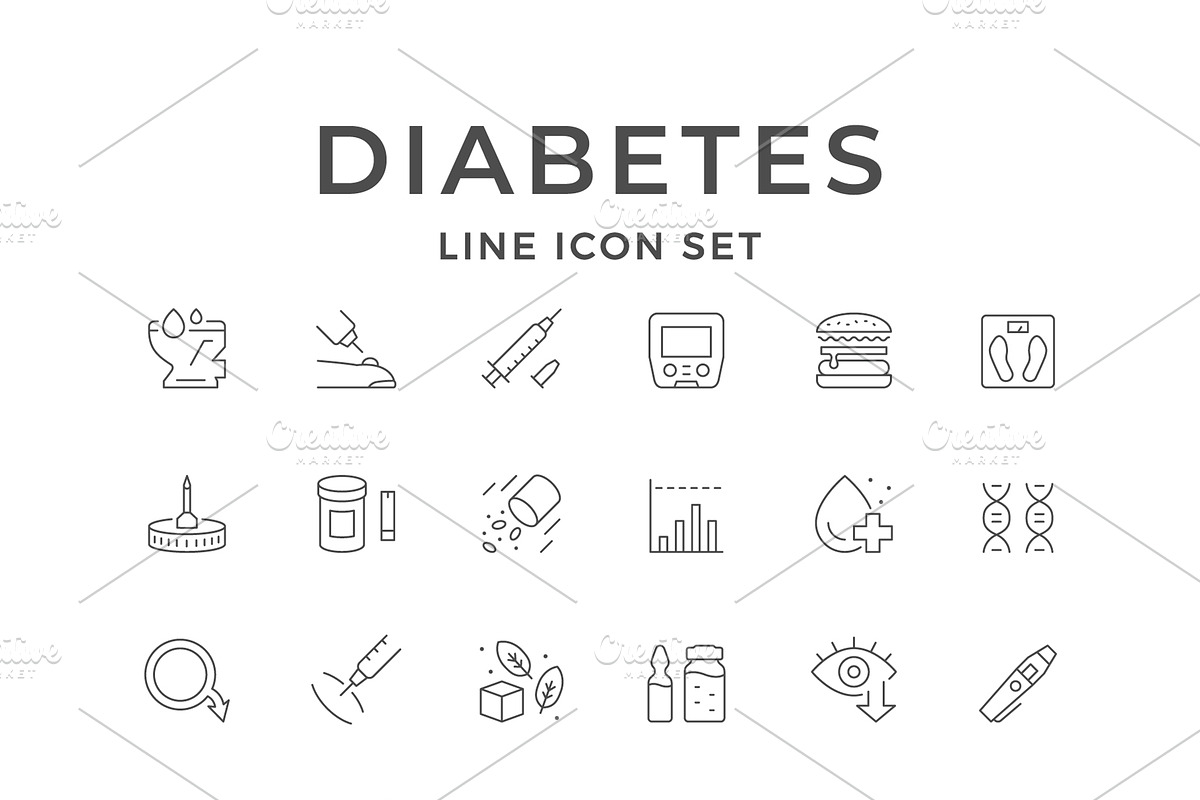 Set line icons of diabetes, an Outline Icon by motorama (Photo 1 of 2)
