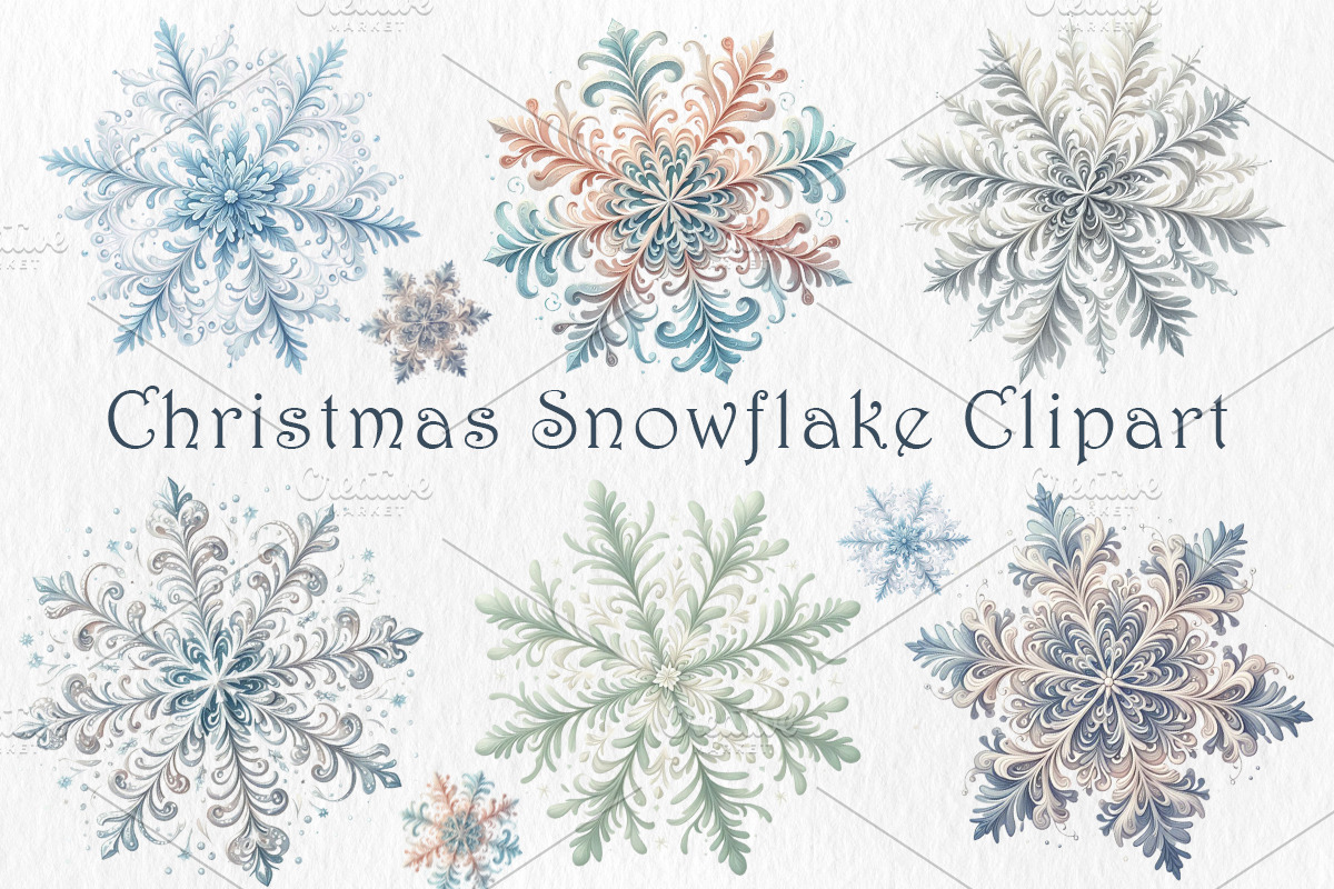 Christmas Snowflake Clipart, a Seasonal Illustration by GalaDesign03 (Photo 1 of 6)