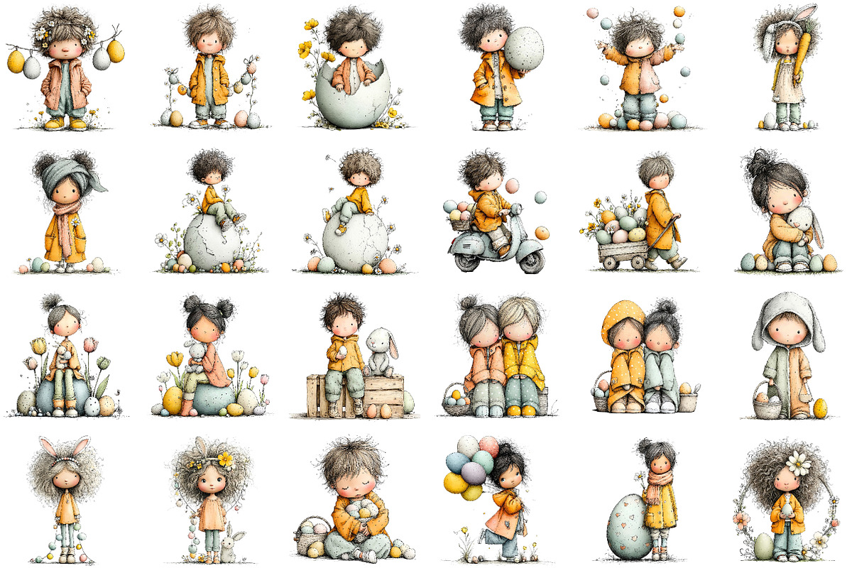 Whimsical Kids Easter Clipart, an Illustration by Sublimation Artist (Photo 2 of 7)