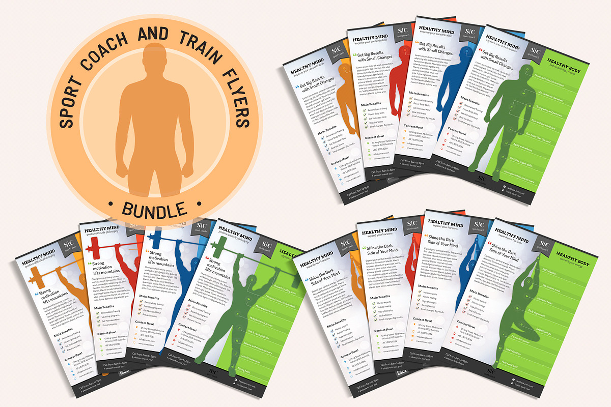 Sport Coach and Train Flyers Bundle, a Flyer Template by Sargatal (Photo 1 of 16)