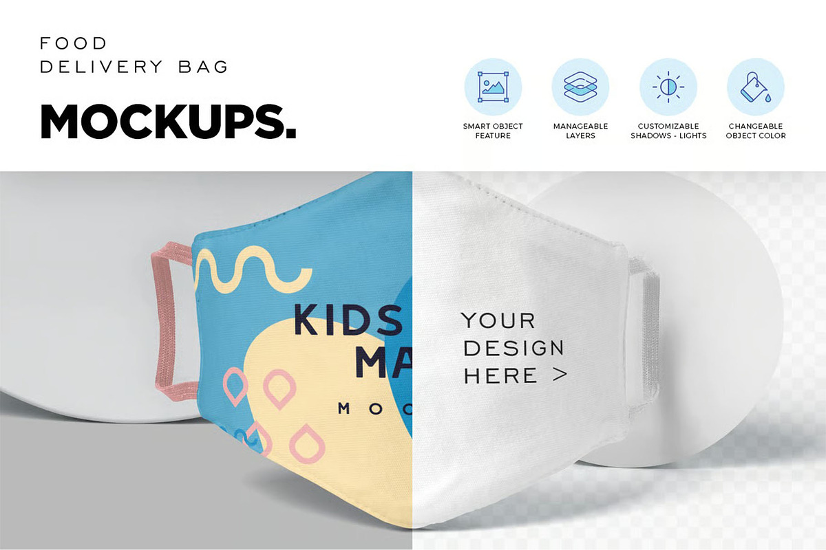 Kids Face Mask Mockups, a Mask Mockup by megostudi0 (Photo 2 of 6)