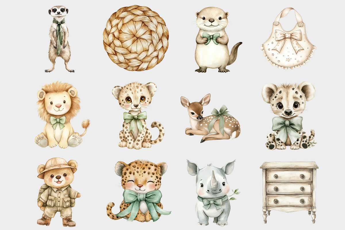 Watercolor Cute Safari Clipart, a Seasonal Illustration by Design Market (Photo 3 of 5)