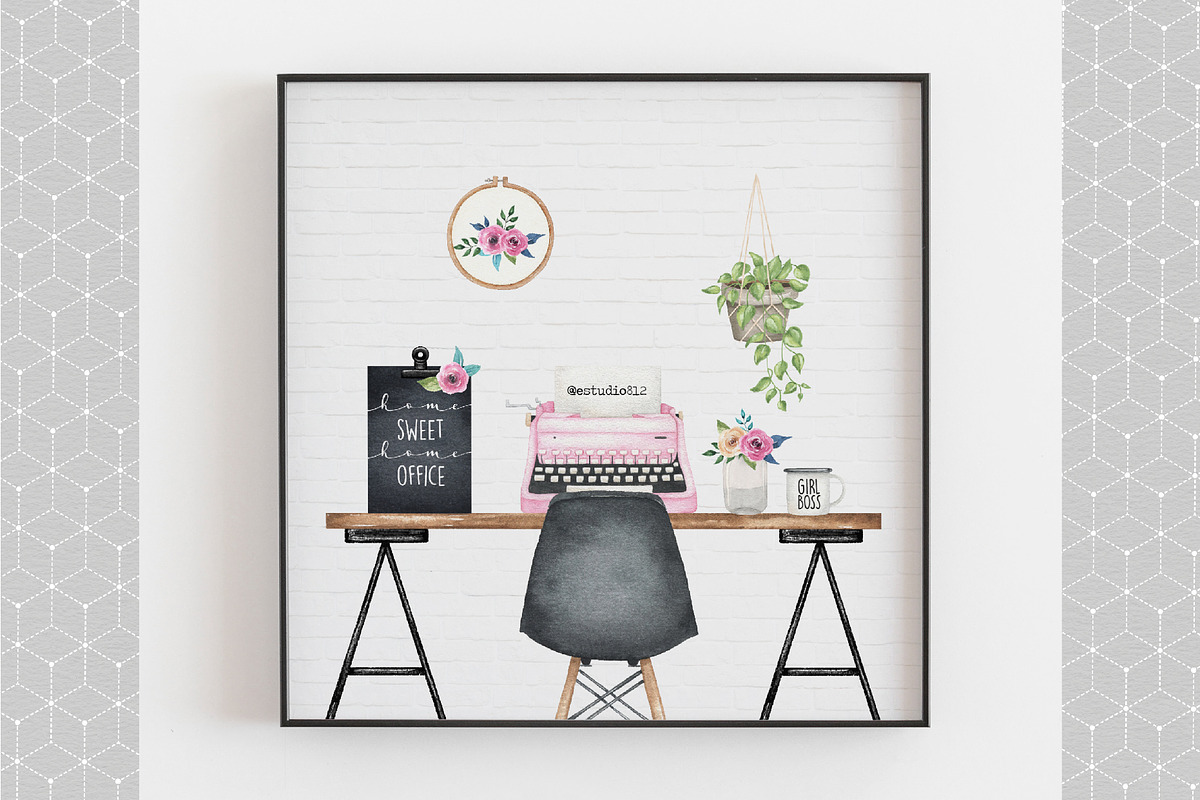 Home Office Clipart set, a Work Illustration by Estudio 812 (Photo 4 of 7)