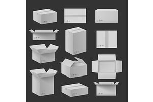 Realistic White Cardboard Box Mockup