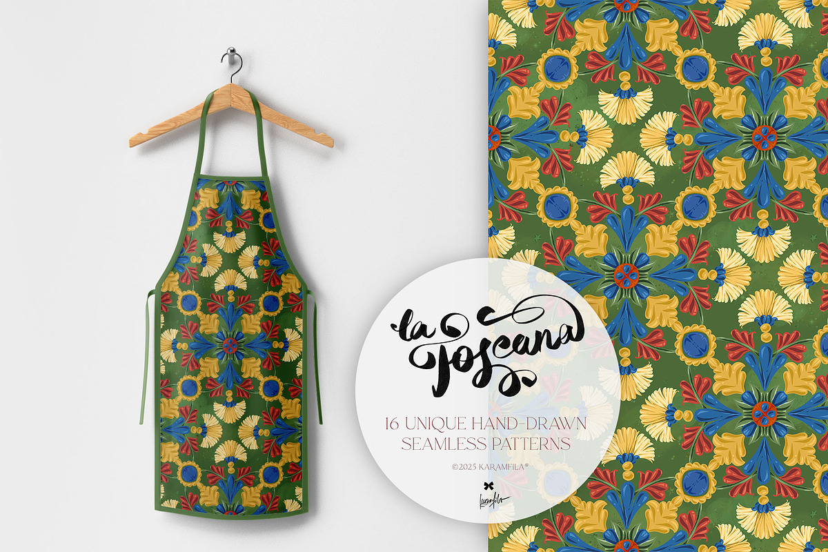 Tuscany Tiles Wine Seamless Patterns, a Pattern Graphic by KaramfilaS (Photo 2 of 18)