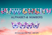 Butterfly Purple Alphabet and Number, a Symbol Font by Bubble Pixel (Thumbnail 1 of 9)