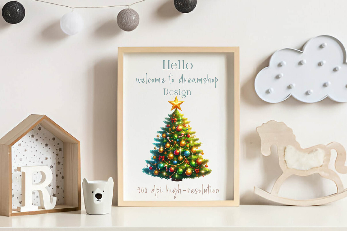 Watercolor Christmas Tree Clipart Bu, an Illustration by CreationArt (Photo 4 of 6)