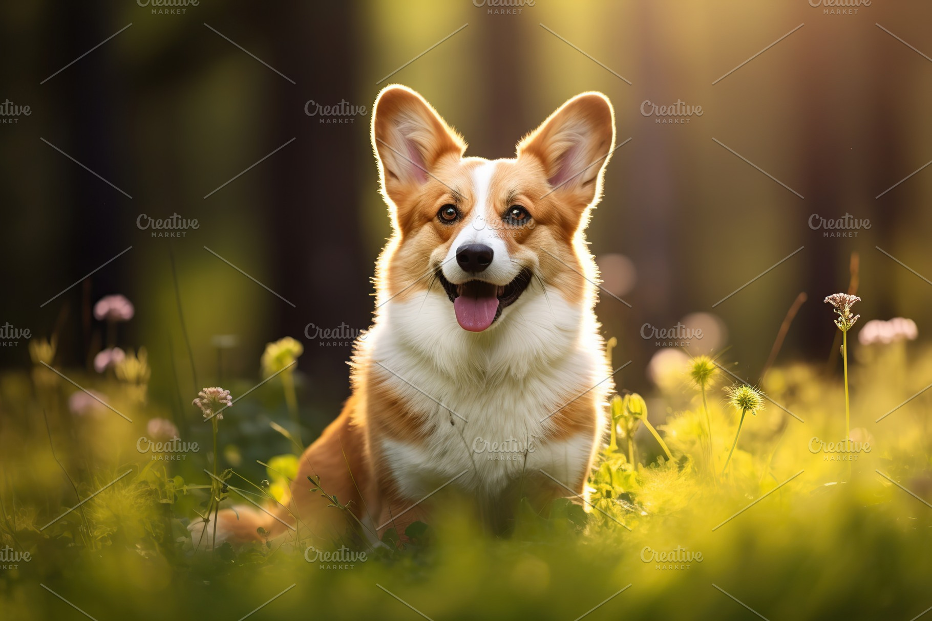 Happy welsh corgi dog on green grass, an Animal Photo by AlyaAnd
