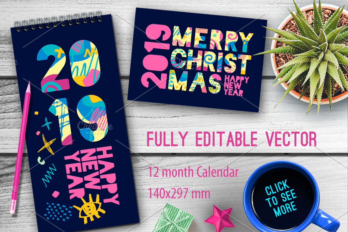 2019 New Year Christmas Blue Bundle, an Object Graphic by Iraida_Bearlala (Photo 2 of 7)
