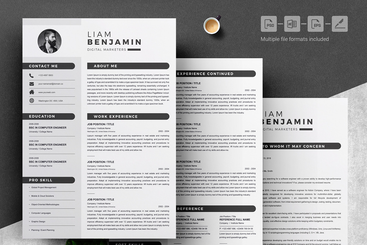 Resume Template | Word CV Design, a Resume Template by ResumeInventor