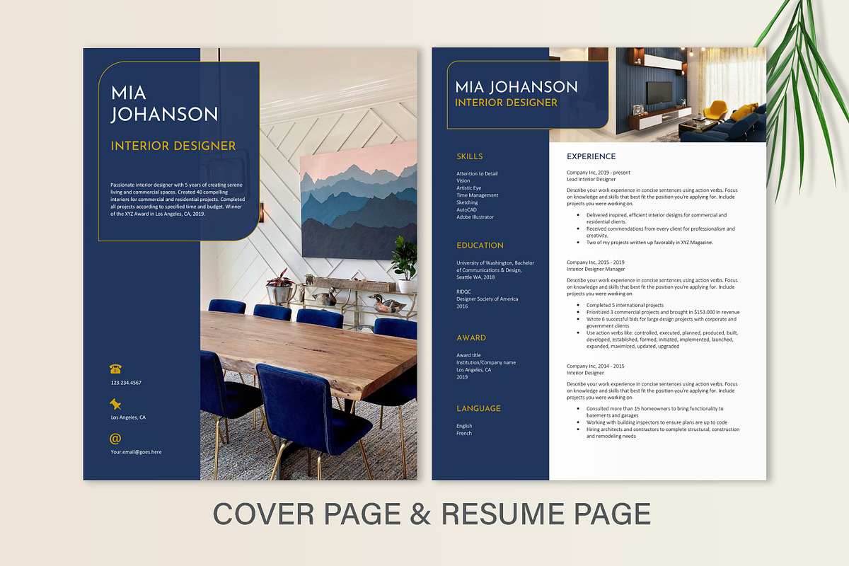 Interior designer resume portfolio, a Resume Template by Stanin Studio