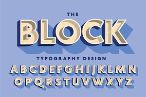 3d Block Typography Design Vector