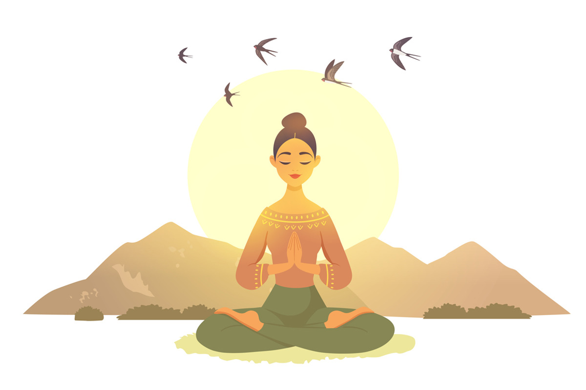 Meditation girls, a Healthcare Illustration by JulianArt (Photo 3 of 4)