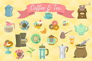 Coffee and Tea Icons and Patterns, a Food Illustration by Vectorikart (Thumbnail 1 of 3)