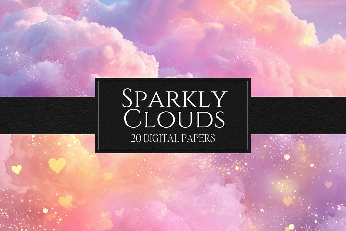 Sparkly Dreamy Cloud Digital Paper, a Background Graphic by Business Chic (Photo 4 of 6)