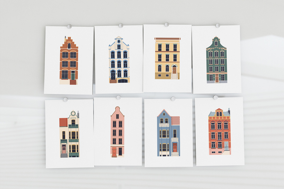 English houses set. UK architecture, an Illustration by Good Studio (Photo 7 of 7)
