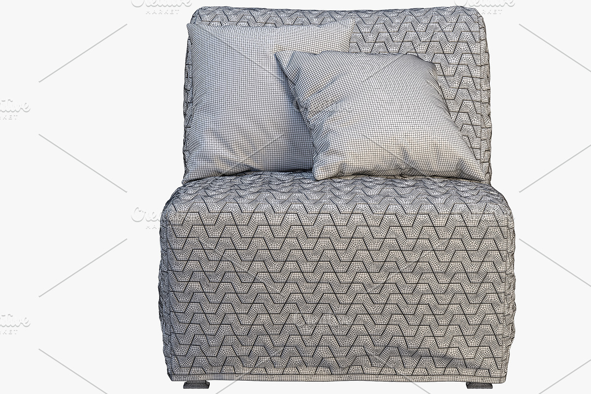 Chair-bed with pillows 3d model, a Furniture 3D Model by 3dmitruk (Photo 8 of 11)