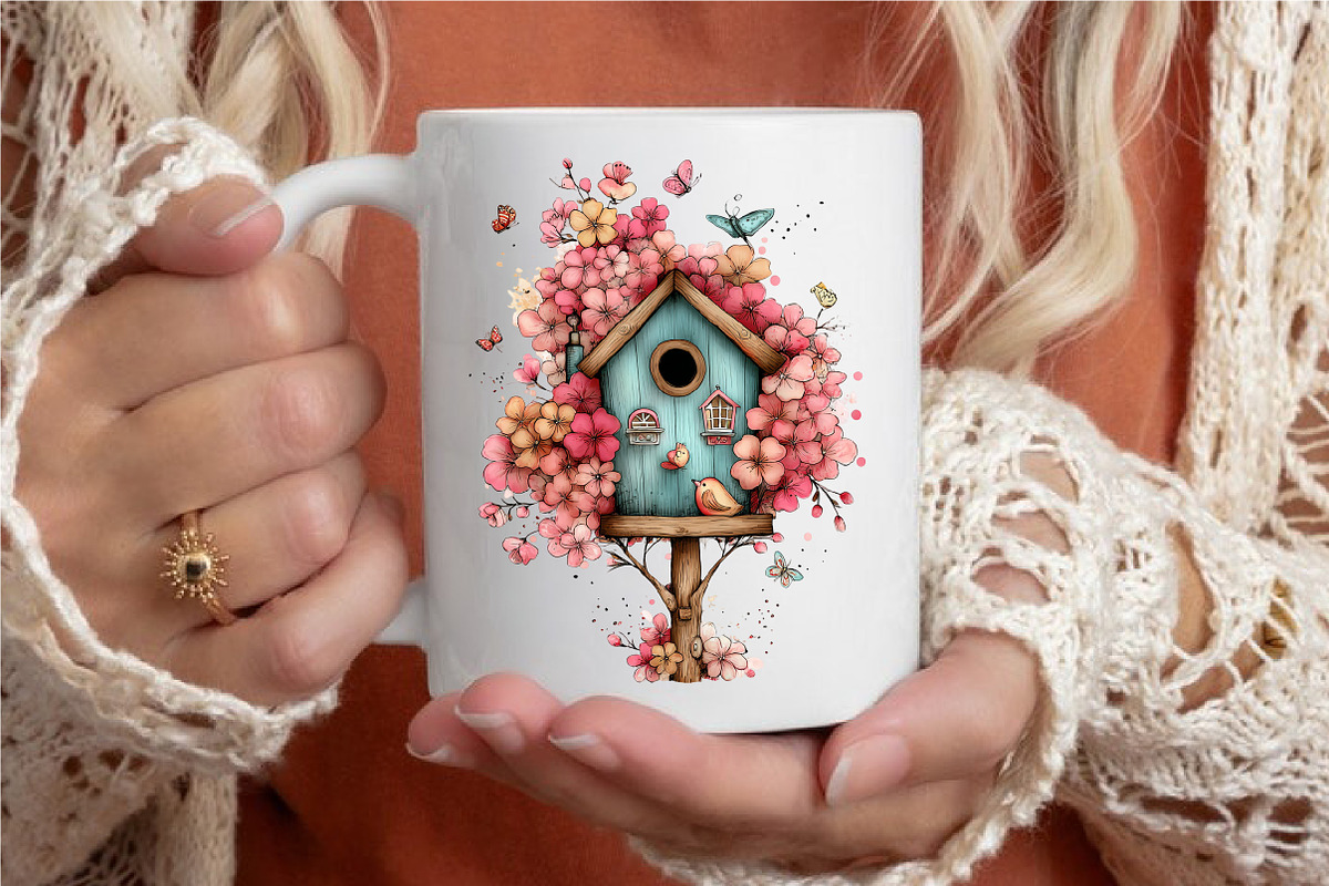 Spring Bird House Bundle Clipart, an Illustration by designcity5 (Photo 5 of 5)