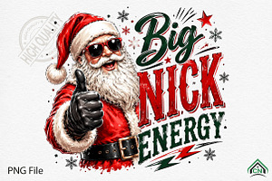 Santa Big Nick Energy Christmas, a Seasonal Illustration by Craft Nest