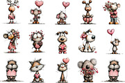 Valentine Animals Watercolor Clipart, an Illustration by Designking (Thumbnail 3 of 5)