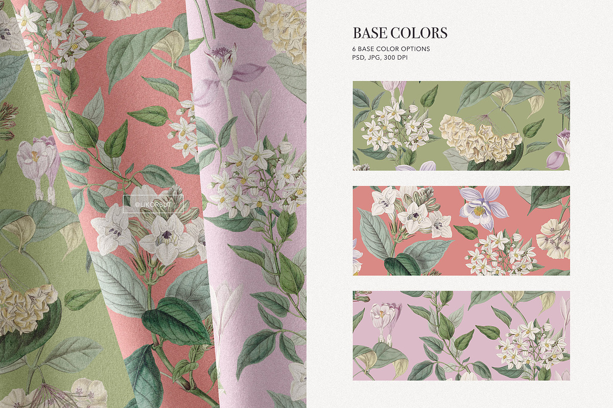 Pastel Botanical Pattern and Plants, a Pattern Graphic by likorbut (Photo 6 of 11)