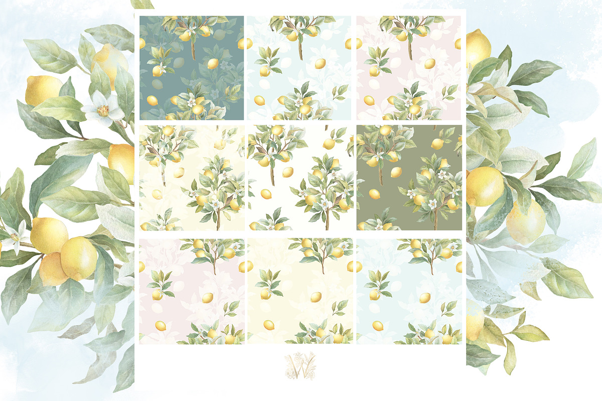 Lemon Watercolor Amalfi Collection, a Decorative Illustration by WonderWonder (Photo 14 of 18)