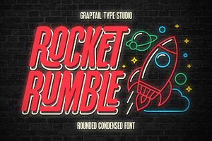 GTS Rocket Rumble | Retro Condensed, a Sans Serif Font by Graptail