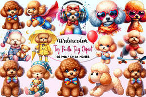 Toy Poodle Dog Watercolor Clipart, a Graphic by CitraGraphics