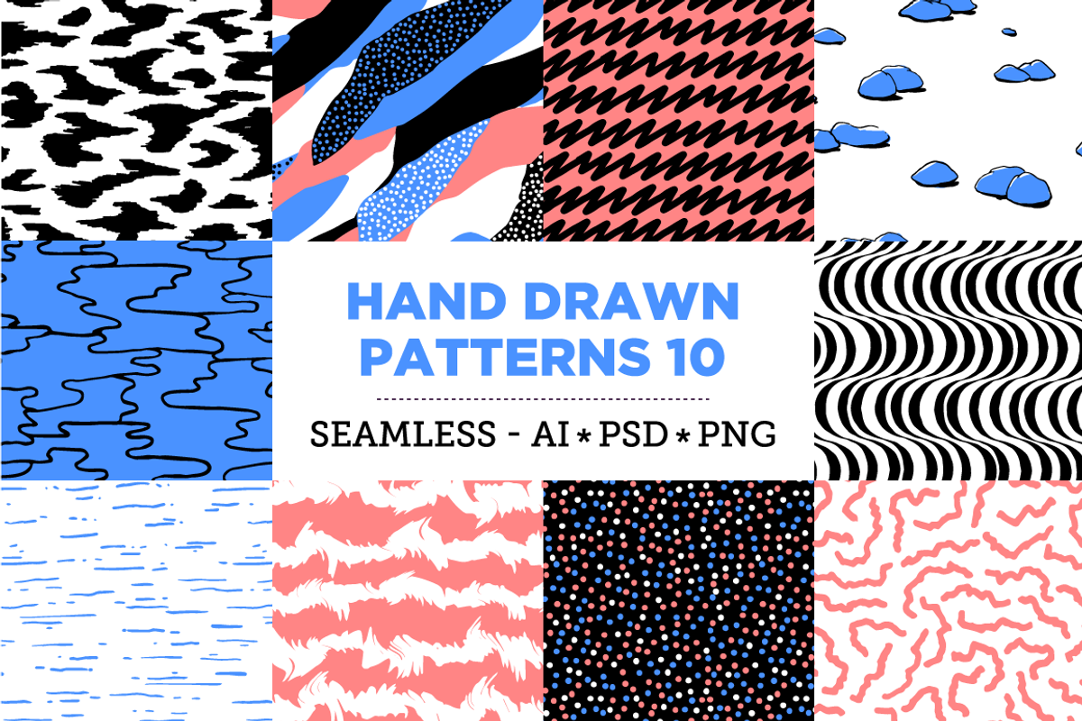 100 Hand Drawn Patterns Bundle, a Pattern Graphic by kloroform
