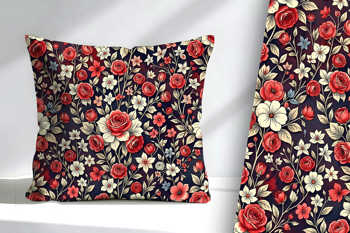 Red White and Blue Floral Background, a Decorative Illustration by Sharon Schwalbe (Photo 2 of 6)
