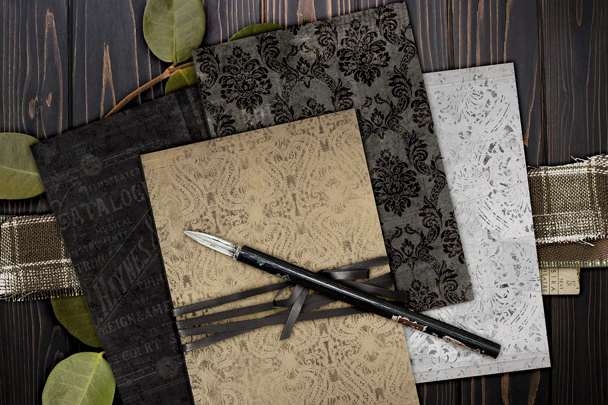 Vintage Damask Worn Digital Paper, a Pattern Graphic by Posh Papers & Patterns (Photo 4 of 9)