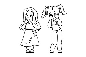 stress worried kid girl vector, a Person Illustration by pikepicture