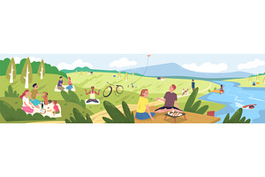 People picnic landscape. Men and, an Illustration by Stock-Smart-Start