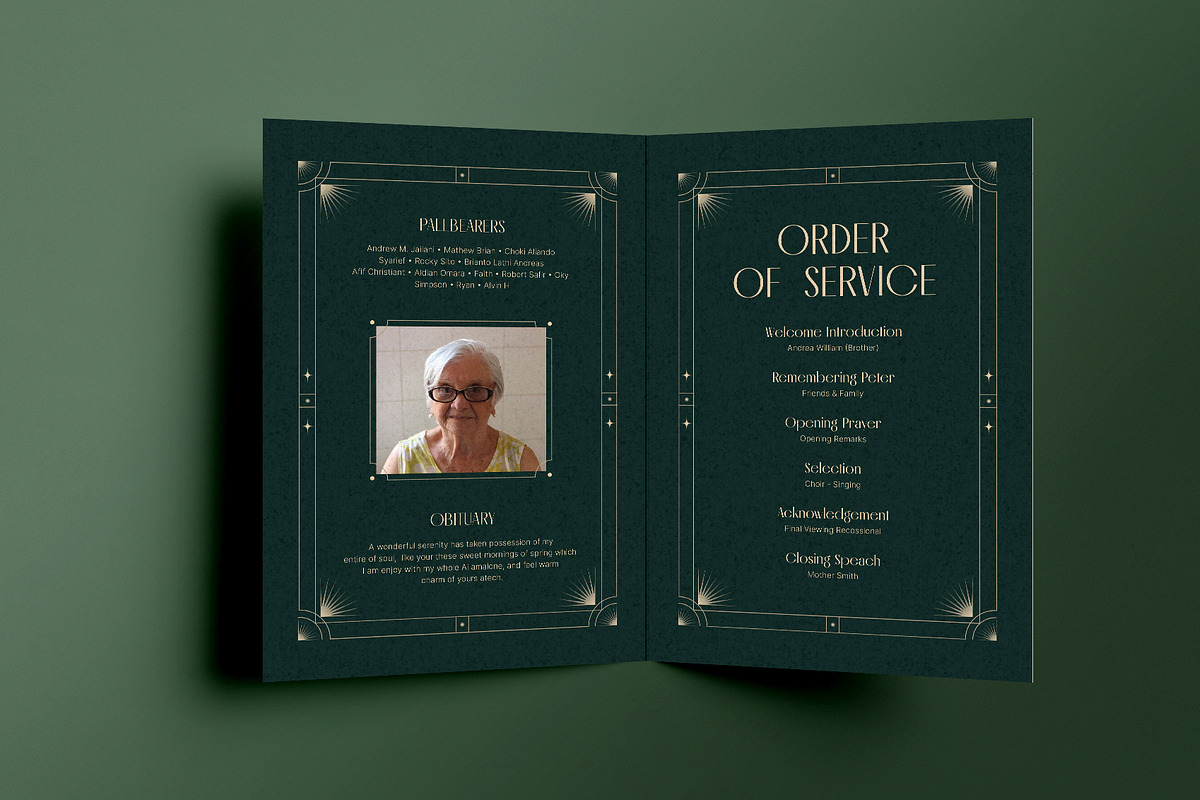 Green Aesthetic Funeral Program, a Brochure Template by Neermana (Photo 4 of 4)