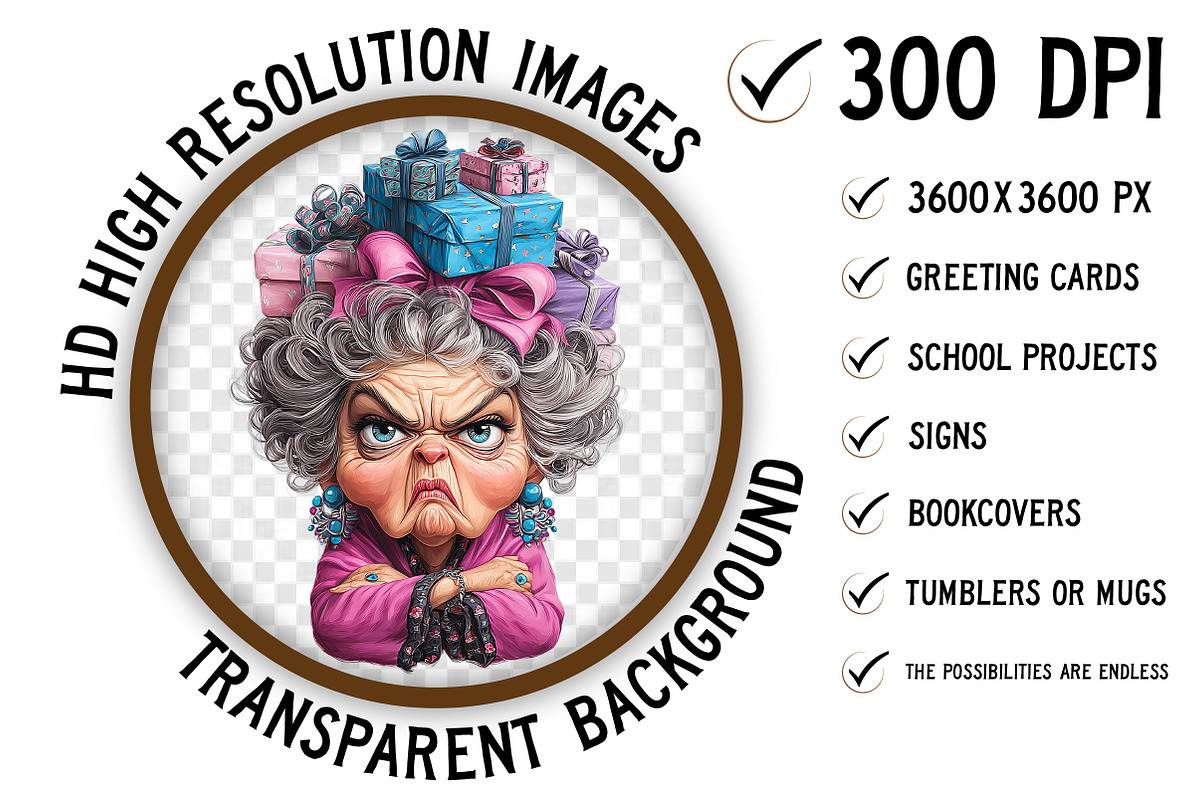 Crazy Old Lady Christmas Sublimation, an Illustration by Craft Nest (Photo 4 of 9)