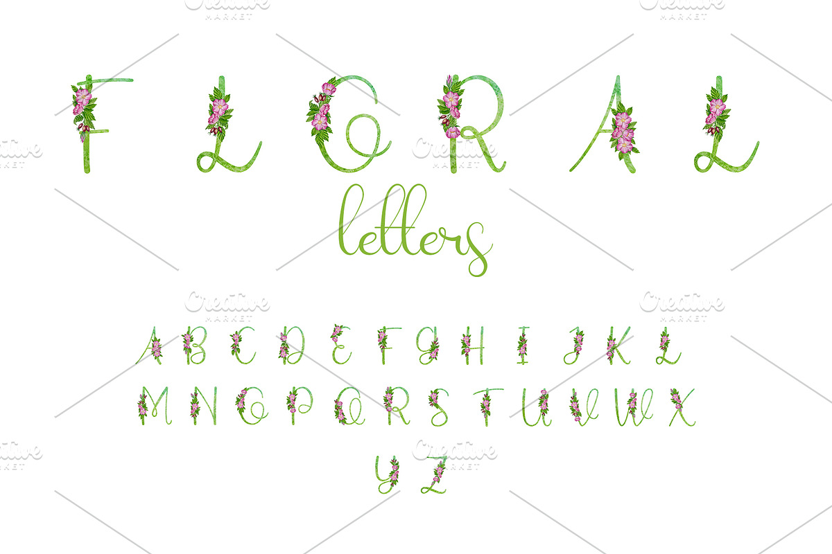 Green Floral Alphabet, a Decorative Illustration by Milla_Zelenyuk_art (Photo 1 of 2)
